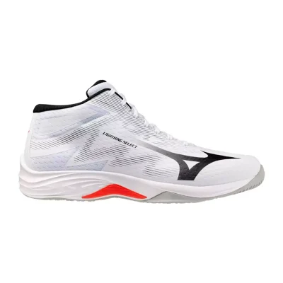 Tenis Mizuno Lightning Select Mid blancos y negros para voleibol indoor